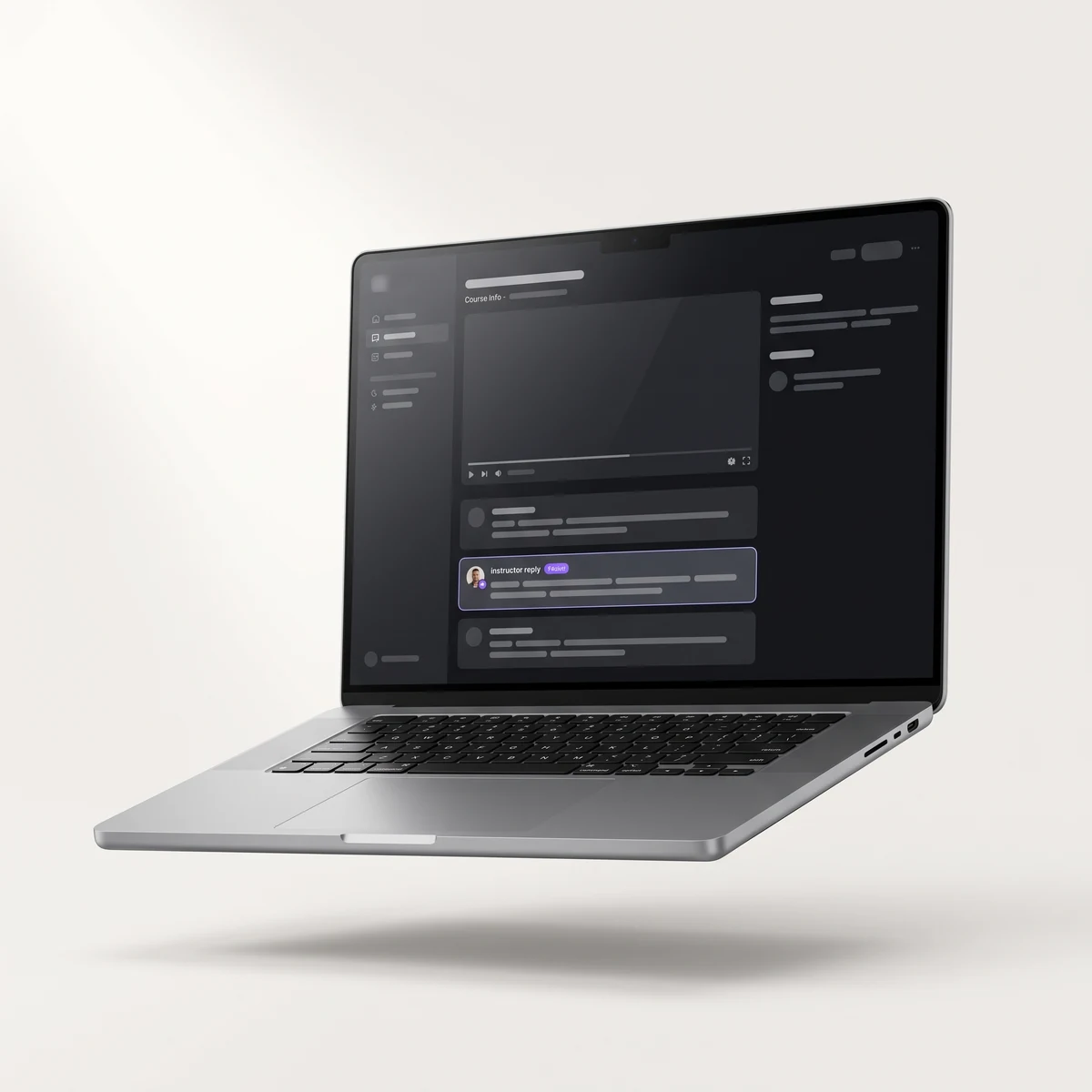 Notebook mostrando a área de dúvidas de uma aula com a resposta do professor